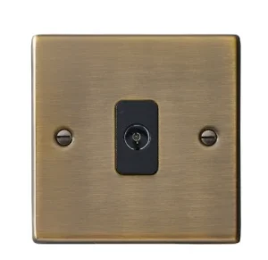 Hamilton Socket 1 Gang Dig Tv Coax Non Isolated 88X88mm Antique Brass Black Ins