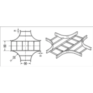 Unistrut Crossover 4 Way Equal For Cable Ladder U10 900mm Steel Hot Dip