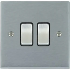 Hamilton Switch Rocker 2 Gang 2 Way 10A 88X88mm Satin Chrome Black Insert