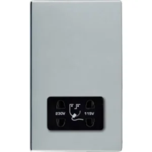 Hamilton Shaver Socket Black Insert 146 x 86mm Bright Chrome