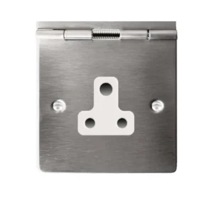 Hamilton Socket Unswitched 1 Gang 96X86mm Satin Steel White Insert