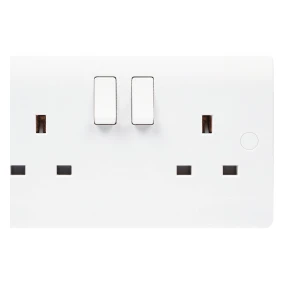 Newlec Slimline Curved 13A 2G Double Pole Switched Socket