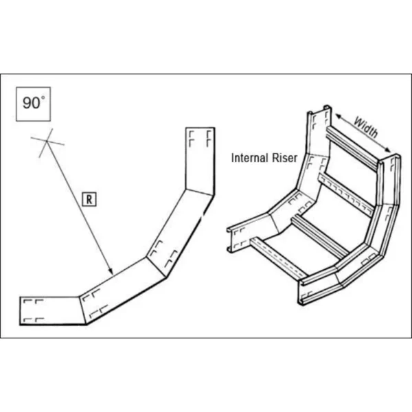 Unistrut Riser Module Unistrut Riser 90° Inside For Cable Ladder U12 300mm Steel Hot Dipped G ...