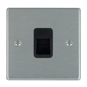 Hamilton Socket 1 Gang Telephone Slave 88X88mm Satin Steel Black Insert