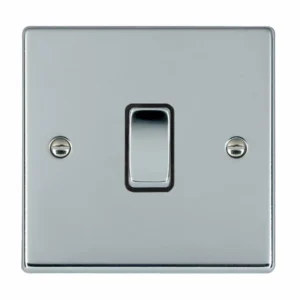 Hamilton Switch Rocker 1 Gang 2 Way 10A 88X88mm Bri Chr/Bri Chrome Black Insert