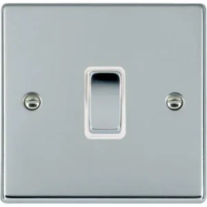 Hamilton Switch Rocker 1 Gang Intermediate 10A 88X88mm Bri Chr/Bri Chrome White Insert