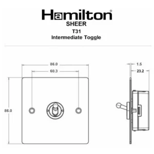 Hamilton Switch Dolly 1 Gang Intermediate 10A 86X86mm Antique Brass