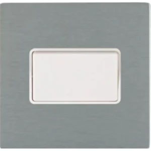 Hamilton Switch Rocker 1 Gang TP 10A 86X86mm Satin Steel White Insert