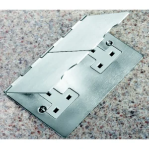 Hamilton Socket 2 Gang UnSwitched Floor 13A 94X144mm Satin Brass White Insert