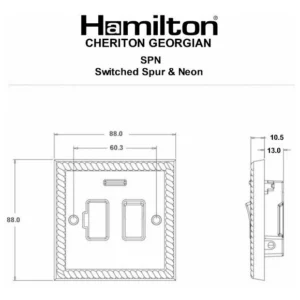 Hamilton Connection Unit Fused Neon 88X88mm Polished Brass Black Insert