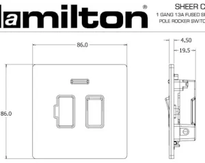 Hamilton Connection Unit Fused Neon 86X86mm Satin Steel Black Insert