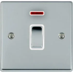 Hamilton Switch 1 Gang DP Neon 20A 88X88mm Bri Chr/Bri Chrome White Insert