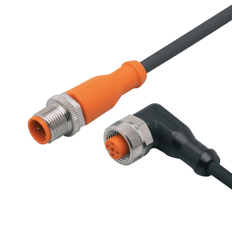 IFM 10-36VDC Straight-AngLED Patchcord M12 PUR 2m Nickel-Plated Orange/Black - Image 2