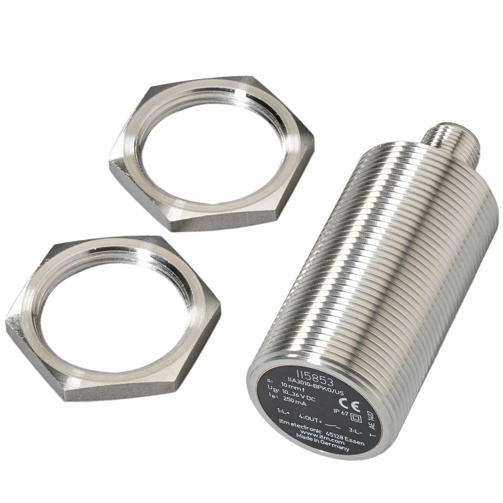 IFM Electronic Inductive Proximity Sensor Barrel M30x1.5 Brass Bronze Coated 165g