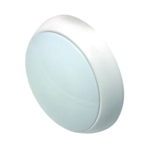 NVC Lighting Portland Round Decorative 15W LED Bulkhead IP65 850 Corridor Function Slave & 3HR Emergency White Bezel