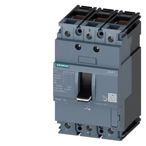Siemens Circuit Breaker 3VA1 IEC Frame 160 Breaking Capacity Class N Icu=25kA @ 415V 3-Pole, Line Protection TM210, FTFM, In=100A Overload Protection Ir=100A