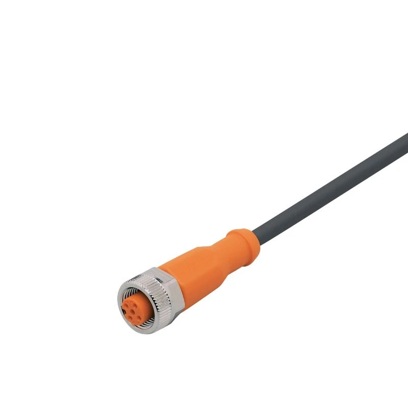 IFM 250VAC/300VDC Straight Socket M12 PUR 5m Nickel-Plated Orange