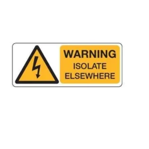 Cablecraft Rigid PVC Labels 80 x 35mm "Warning Isolate Elsewhere" Pack Qty 5