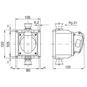 Gewiss Socket Low Voltage Angled Surface 2P+E 32A 220V