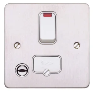 MK Electric Connection Unit DP Switched Fused Neon&Fo 13A Brushed Stainless Steel White