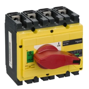 Schneider Electric Switch Four Pole Load Break Interpact Ins250 Red Handle+Yellow Front