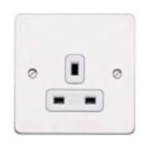 MK Electric Socket 1 Gang Unswitched Dual Earth 13A White White Inserts