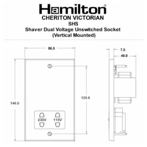 Hamilton Socket Shaver 86X146mm Polished Brass White Insert