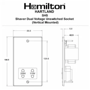 Hamilton Socket Shaver 85X145mm Satin Brass Black Insert