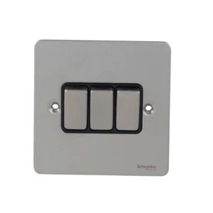 Schneider Electric Ultimate Slimline 3-Gang 2-Way Flat Plate Switch 16A Black