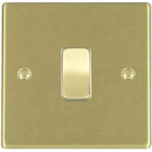 Hamilton Switch Rocker 1 Gang Intermediate 10A 88X88mm Satin Brass/Satin Brushed White Insert