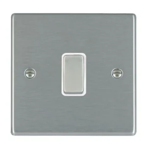 Hamilton Switch 1 Gang DP 20A 88X88mm Satin Steel/Satin Steel White Insert