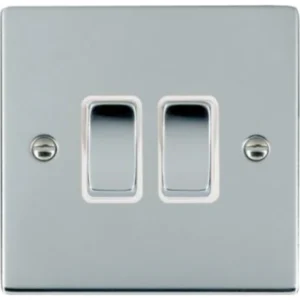 Hamilton Switch Rocker 2 Gang 2 Way 10A 86X86mm Bri Chr/Bri Chrome White Insert