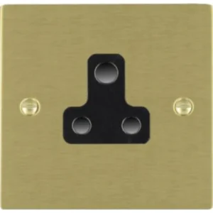 Hamilton Socket 1 Gang Unswitched 5A 86X86mm Satin Brass Black Insert