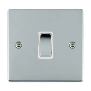 Hamilton Switch Rocker 1 Gang 2 Way 10A 86X86mm Bri Chr/Bri Chrome White Insert