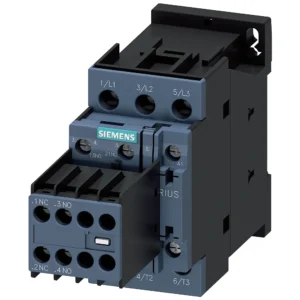Siemens Contactor, AC-3, 12 A/5.5 KW/400 V, 3-Pole, 110 V AC, 50/60 Hz, 2 NO+2 NC, Screw Terminal