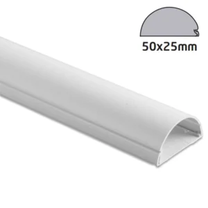 D-Line Trunking 1/2 Round Maxi Self Adhesive 50 x 25mm x 2m White