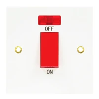 Newlec White Square Edge 45A Double Pole Switch With Neon