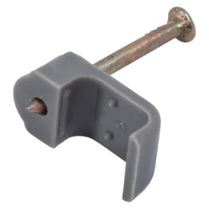 Newlec Cable Clip Nail In Flat Grey for 1.0/1.5mm 3 Core+Earth [Pack=100]