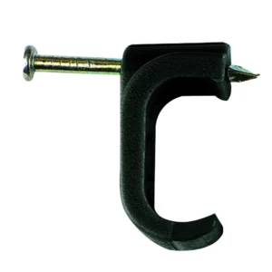 Newlec Nail In Flat Cable Clip Black for 4.0-6.0mm Twin+Earth+Twin Coaxial Cable [Pack=100]