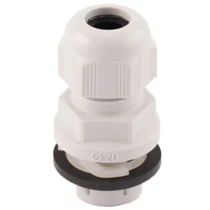 Newlec Dome Top Stuffing Gland 20mm IP68 Nylon Grey for 7-13mm Dia Cables C/W Locknut (Pack=10)
