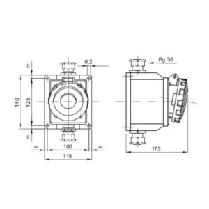Gewiss Socket Low Voltage Watertight Surf 2P+E 63A 220V