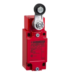 Telemecanique Sensors Limit switch XCLJ, red body steel, plastic roller lever- NC / NC slow