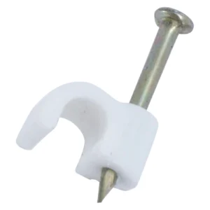Newlec Nail in Round Cable Clip White for 3-5mm Diameter Cables [Pack=100]
