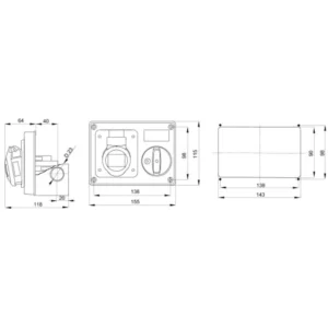Gewiss Socket Horizontal Interlocked 2P+E 32A 110V