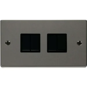 Click Scolmore Victorian Black Nickel Black Insert 10AX 4 Gang 2 Way Plate Switch