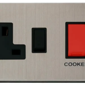 Click Scolmore Cooker Control Unit 13A Socket 45A Stainless Steel Black Insert Victorian