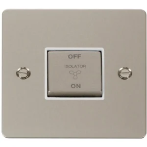 Click Scolmore Switch Fan Isolator 3P 10A Pearl Nickel White Insert