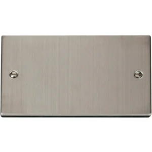 Click Scolmore Blanking Plate 2 Gang Stainless Steel Black&White Gasket Victorian