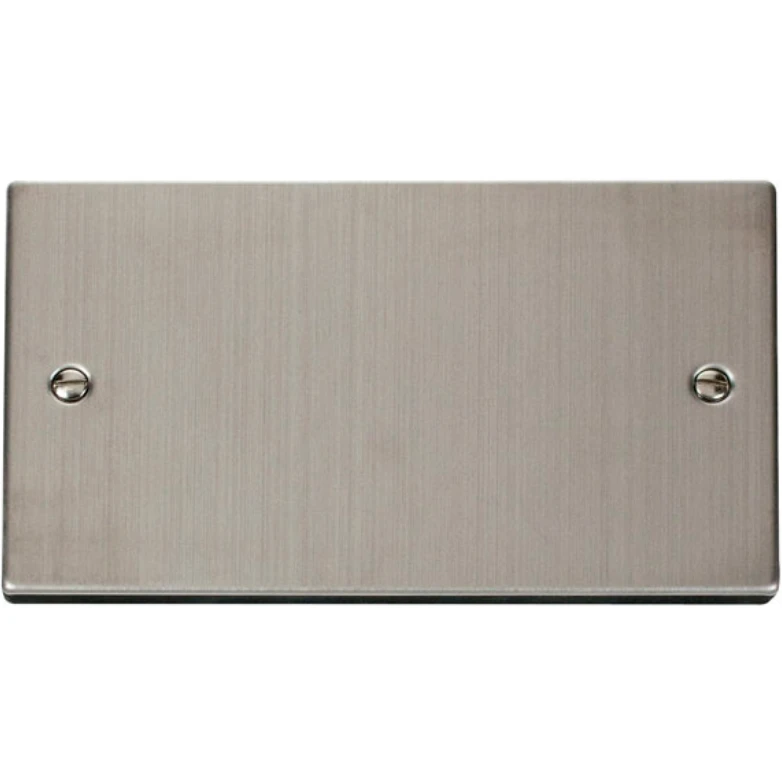 Click Scolmore Blanking Plate 2 Gang Stainless Steel Black&White Gasket Victorian - Image 2