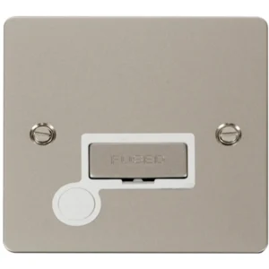 Click Scolmore Connection Unit Flex Outlet 13A Pearl Nickel White Insert